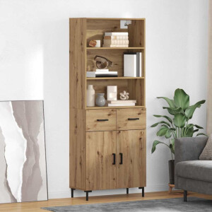 vidaXL Hoge kast Artisan Eiken 69,5 x 34 x 180 cm Bewerkt hout
