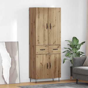 vidaXL Hoge kast met lade 2 pcs Artisan Eiken Geëngineerd hout en glas