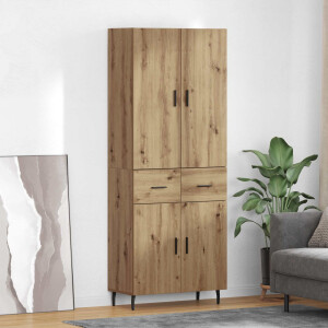 vidaXL Hoge kast met lade 2 pcs Artisan Eiken Geengineerd Hout en Glas