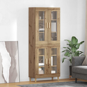 vidaXL Hoge kast Artisan Eiken 69,5 x 34 x 180 cm Bewerkt hout