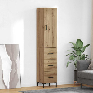 vidaXL Hoge kast Artisan Eiken 69,5 x 34 x 180 cm Bewerkt hout