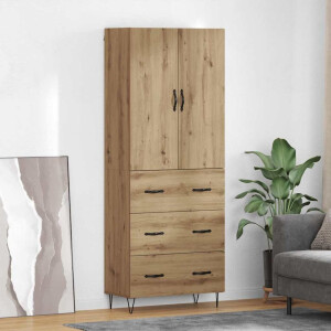 vidaXL Hoge kast met lade 2 pcs Artisan Eiken Geëngineerd hout en glas