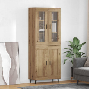 vidaXL Hoge kast 2 pcs Artisan Eiken Bewerkt hout