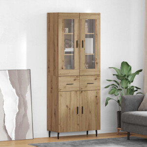 vidaXL Hoge kast met lade 2 pcs Artisan Eiken Bewerkt hout