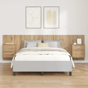 vidaXL Hoofdbord Met Kast met lade 3 pcs Artisan Eiken Bewerkt hout