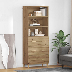 vidaXL Hoge kast Artisan Eiken 69,5 x 32,5 x 180 cm Bewerkt hout