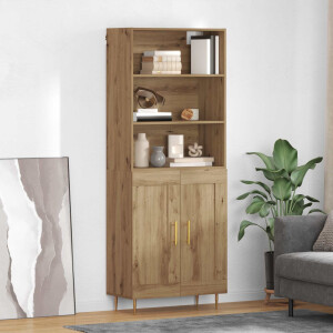 vidaXL Hoge kast Artisan Eiken 69,5 x 34 x 180 cm Bewerkt hout