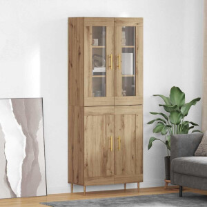 vidaXL Hoge kast 2 pcs Artisan Eiken Bewerkt hout