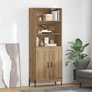 vidaXL Hoge kast Artisan Eiken 69,5 x 32,5 x 180 cm Bewerkt hout