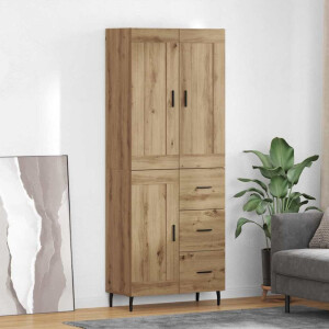 vidaXL Hoge kast met lade 2 pcs Artisan Eiken Bewerkt hout