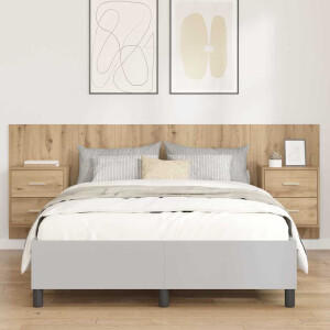 vidaXL Hoofdbord Met Kast met lade 3 pcs Artisan Eiken Bewerkt hout