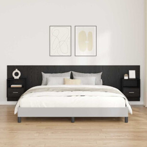 vidaXL Hoofdbord Met Kast met lade 3 pcs Zwart Eiken Bewerkt hout