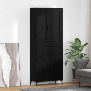 vidaXL Hoge kast 2 pcs Zwart Eiken Bewerkt hout