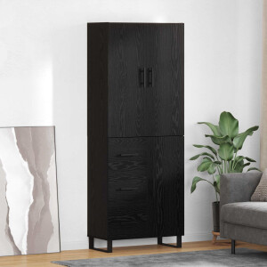 vidaXL Hoge kast met lade 2 pcs Zwart Eiken 69,5 x 34 x 180 cm