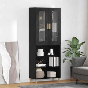 vidaXL Hoge kast Zwart Eiken 69,5 x 34 x 180 cm