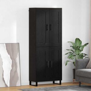 vidaXL Hoge kast Zwart Eiken 69,5 x 34 x 180 cm Bewerkt hout