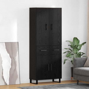 vidaXL Hoge kast met lade 2 pcs Zwart Eiken 69,5 x 34 x 180 cm