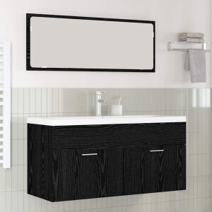 vidaXL Badkamerkast Zwart Eiken 100 x 38,5 x 46 cm Bewerkt hout
