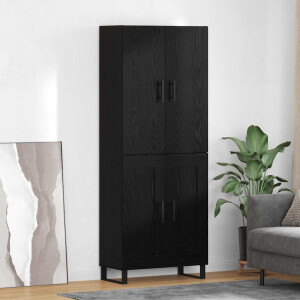 vidaXL Hoge kast 2 pcs Zwart Eiken 69,5 x 34 x 180 cm