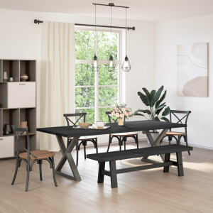 vidaXL Eetbank NOAIN 180 x 41 x 45 cm Massief grenenhout Zwart