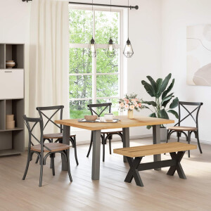 vidaXL Eetbank NOAIN 120 x 41 x 45 cm Massief grenenhout Naturel
