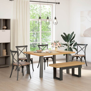 vidaXL Eetbank NOAIN 120 x 41 x 45 cm Massief grenenhout Naturel