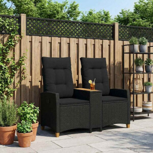 vidaXL Ligbank met tafel Zwart 126 x 65 x 112 cm poly rattan