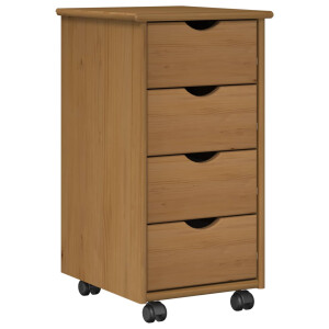 vidaXL Rolling Kast Honingbruin 34 x 39 x 65,5 cm Massief Vurenhout