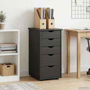 vidaXL Kast Zwart 34 x 39 x 61,5 cm Massief Vurenhout