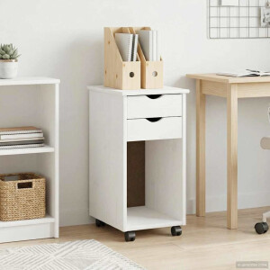 vidaXL Rolling Kast Wit 34 x 39 x 65,5 cm Massief grenenhout