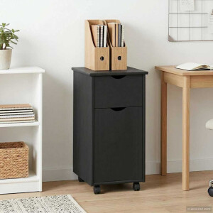 vidaXL Rolling Kast met wiel Grijs 34 x 39 x 65,5 cm Massief Vurenhout