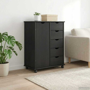vidaXL Rolling Kast met wiel Grijs 63,5 x 39 x 79 cm Massief Vurenhout