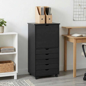 vidaXL Rolling Kast met wiel Grijs 53 x 39 x 103 cm Massief Vurenhout
