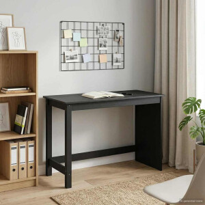 vidaXL Bureau Zwart 112 x 50 x 75 cm Massief Vurenhout