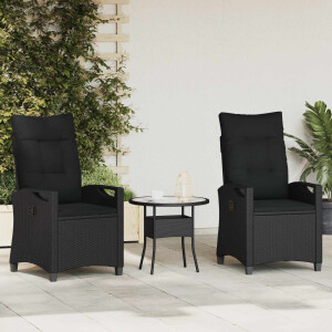 vidaXL Tuinstoel 2 pcs Zwart 56 x 64 x 94 cm Staal en Polyester
