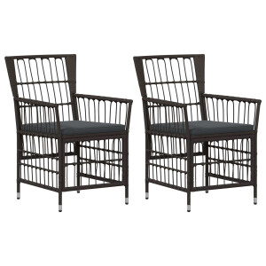 vidaXL Tuinstoelen 2 st Zwart PE rattan, Staal en Polyester Stof