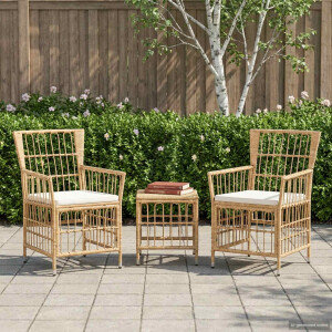 vidaXL Tuinstoelen 2 st Naturel PE rattan, Staal en Polyester Stof