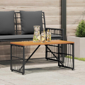 vidaXL Buiten Tafel Zwart 80 x 40 x 40 cm Staal en Poly Rattan