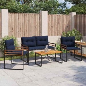 vidaXL Buitenmeubelset met kussen 4 pcs Marineblauw