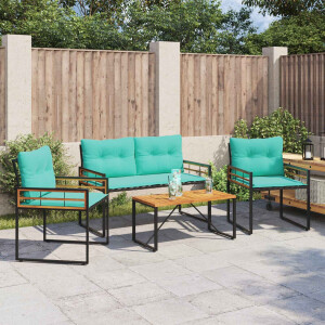 vidaXL Buitenmeubelset met kussen 4 pcs Turquoise