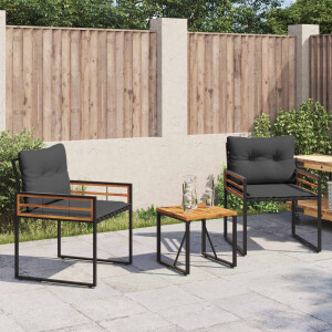 vidaXL Buitenmeubelset met kussen 3 pcs Middelgrijs