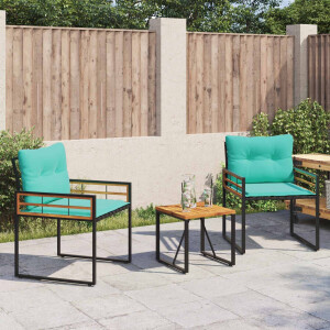 vidaXL Buitenmeubelset met kussen 3 pcs Turquoise