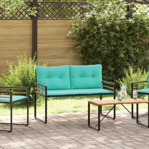 vidaXL Houten Laag Bank met kussen Effen Turquoise 114 x 55 x 77 cm