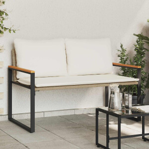 vidaXL Bank met kussen Beige en Crème Wit 115 x 65 x 72 cm Rattan