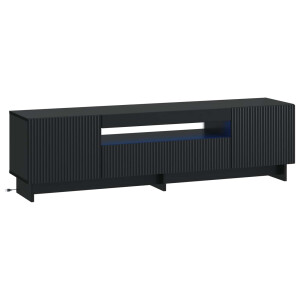 vidaXL LED tv-meubel Zwart Bewerkt hout