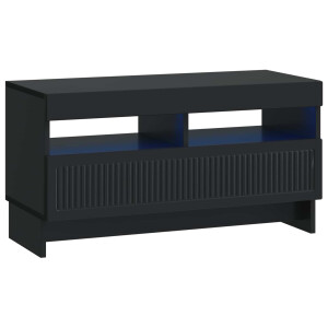 vidaXL LED tv-meubel Zwart Bewerkt hout
