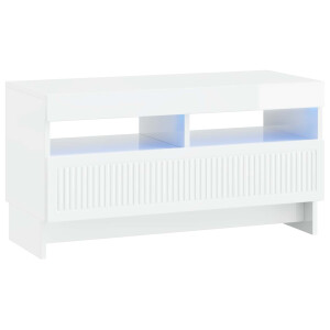 vidaXL LED tv-meubel Hoogglans Wit Bewerkt hout