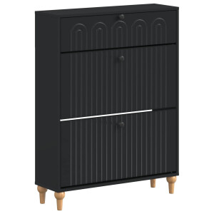 vidaXL Schoenenkast ALKMAAR 78 x 24 x 103 cm Bewerkt hout Zwart