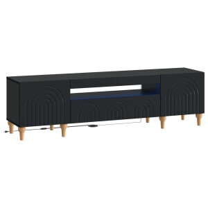 vidaXL LED tv-meubel Zwart Bewerkt hout