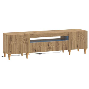 vidaXL LED tv-meubel Artisanaal eiken Bewerkt hout
